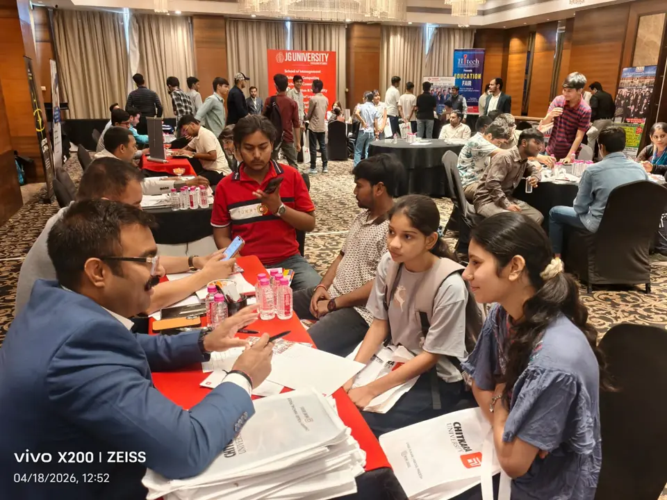 Student receiving course and career guidance